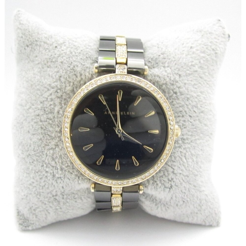 Women Anne Klein Ceramic Crystal  Analog 34mm Round Watch (H976) "New Battery"‎
